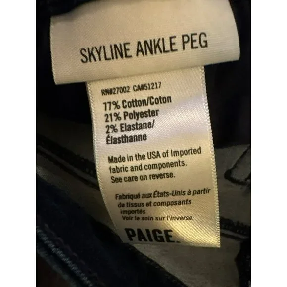 Paige Skyline Ankle Peg Jeans Size 28 - Picture 4 of 8